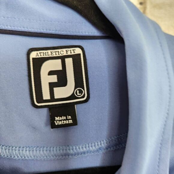 FootJoy FJ Mens Blue Athletic Fit Two Button Stretchy Golf Polo Shirt Size Large - Picture 10 of 11